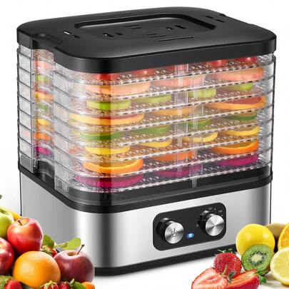Yabano 8-Tray Food Dehydrator Machine, 400W Electric Jerky & Fruit Dryer With Adjustable Temperature Control (95-176℉) For Preserving Meats, Vegetables, Dog Treats & More