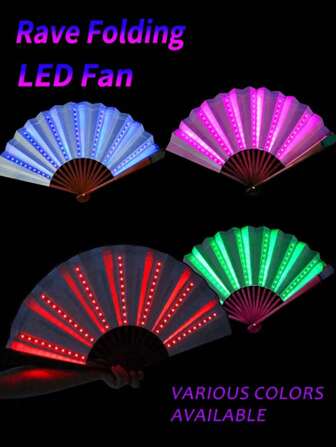 Rave Opvouwbare Ventilator LED Oplichtende Grote Handventilator Kleurrijke Gloeiende Handheld Opvouwbare Ventilator (Inclusief Batterijen) Voor Feest Cadeau Prestaties Show Bruiloft Verjaardag Woondecoratie Nachtclub, Fluorescerende Rekwisieten Ventilator, Cosplay, Gloeiend In Het Donker, Voor Glow Feestartikelen Retourgeschenken, Verjaardag, Goody Bag Vullers, Paasfestival Feestgeschenken, Verrassingsgeschenken, Herfstdecoraties, Spelrekwisieten, Binnen En Buiten, Decoraties, Vrijgezellenfeest Accessoires, Vakantie Accessoires