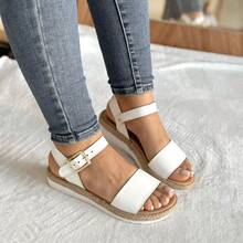 Sandalias planas con correa en el tobilloDe modaBohemioEleganteHebilla - Blanco - Ver 1
