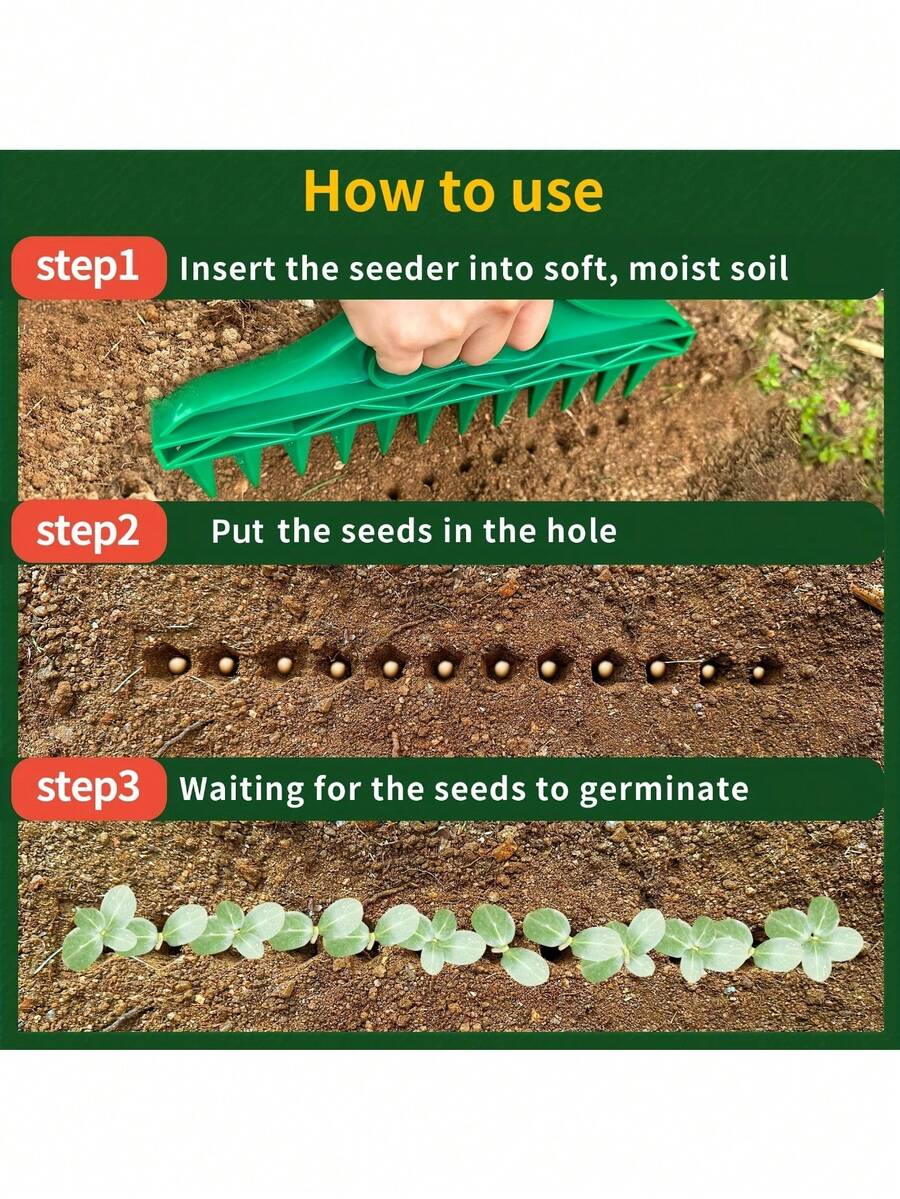 12-Hole Rapid Seed Planter + 5-Gear Adjustable Seed Planter, Waterproof Durable Plastic, Suitable For Vegetables And Flowers, Gardening Planting Tools | Straight Line Seeder | Ergonomic Handle. (Plastic Products Delivery May Have Minor Scratches Or Imperfections) - Multicolor - View 1