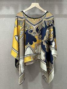 1pc Women's Floral Leopard Paisley Print Imitation Silk Scarf Shawl, Lightweight Sunscreen Hijab Headscarf, Vintage Fashion Beach Wrap - Multicolor - View 23