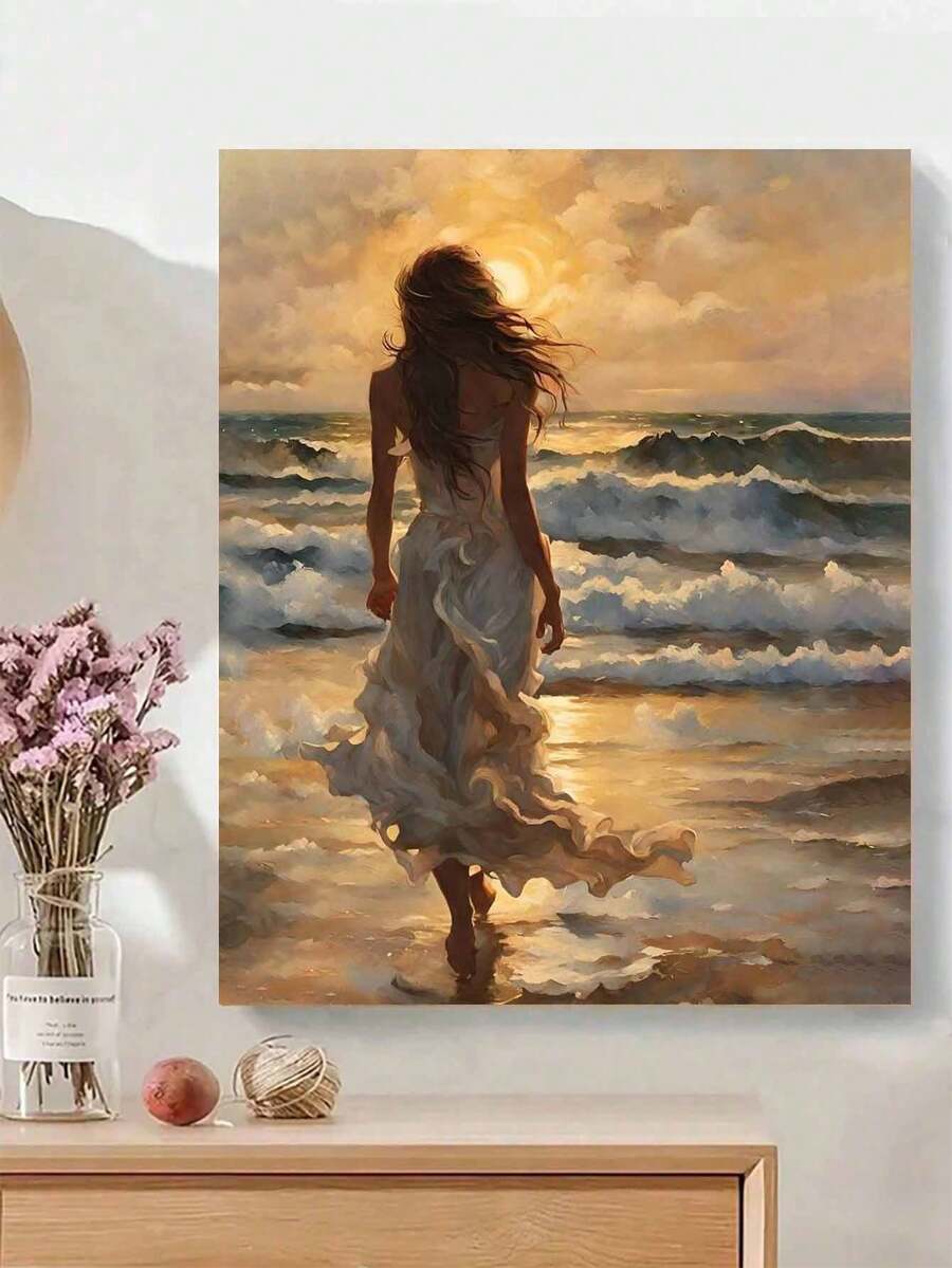 1 Set Beautiful Woman Artistic DIY Numeric Painting Kit, Carefully Crafted Oil Painting Showcasing Your Personalized, Choose One To Decorate Your Space - Burnt Orange - View 1