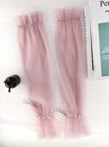 1 Pair Women Elegant Pearl Arm Sleeve Cover, Multiple Colors, Polyester Fiber, Suitable For Everyday Wear, Spring/Summer