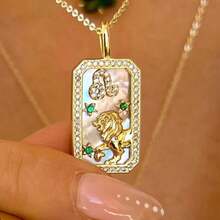 New European & American Style 12 Zodiac Necklace With Colorful Birthstones & Diamonds - Gold - View 4