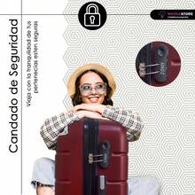 Kit Maletas Viaje Avión Carry on 2pz 10kilos Con Candado De Seguridad Ruedas 360 Set 20+20 Pulgadas Cabina - Vino - Ver 6