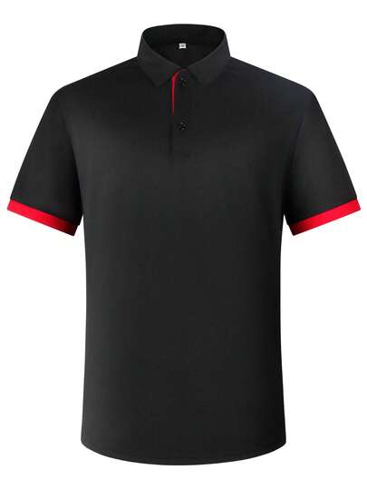 Plus Size Men Short Sleeve Polo Shirt, Vintage Basic Style, Fashion