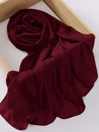 1pc Casual Versatile Solid Color Chiffon Scarf/Headscarf For Dress