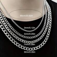 1pc/Set Titanium Steel Cuban Link Chain Necklace, Hip Hop Rock Sweatshirt Chain Accessory, 3mm Width, Fashionable Versatile DIY Jewelry, Won't Fade Or Discolor Fathers Day Gift School Jewelry Men Y2k Accessories Goth Chains Jeans Accessories Gothic Jewellery Back To School Street Halloween Accessories Punk Streetwear Accessories