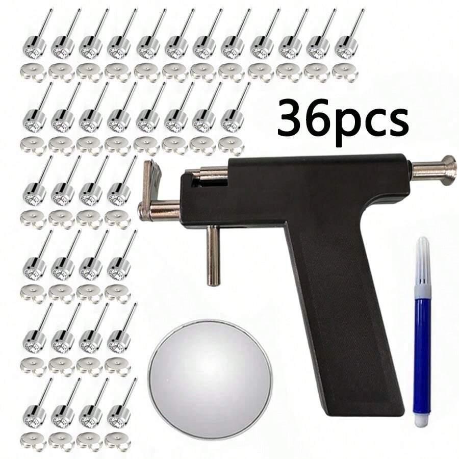 Professional Ear Piercing Gun Kit With 18 Pairs 316 Stainless Steel Stud Earrings-Reusable Ear Piercing Kit For Salon Home Use