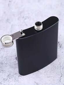 1pc 6oz Customized Stainless Steel Mini Liquor Flask - Portable Pocket Size Alcohol Container For Whiskey, Vodka And Wine, With Screw Cap - Ideal For Outdoor Travel And Men's Gift - Black - View 4