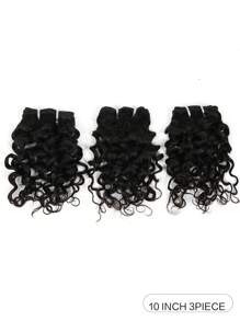 Pacotes de Cabelo Humano Encaracolado com Água 3/Peças Extensões de Cabelo Virgem Onda de Água 10 Polegadas, Cor Natural