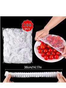 1 Pack Of 50-100pcs/300-500pcs Clear Plastic Bowl Covers, PE Plastic Film Wrap, Kitchen Essential To Keep Food Fresh, Fruit Preserving Film Cover, Food Wrap Bags, Preserving Film Sleeves