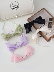 1 buah/2 buah/5 buah Hiasan Pita Jala Warna Polos, Aksesori Gaya Putri Elegan untuk Wanita, Mempercantik Wajah, Cocok untuk Pesta, Pakaian Kasual - MultiWarna - View 4