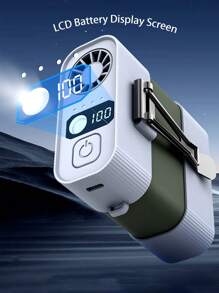 1 Stück USB-Ventilator Taillenlüfter tragbarer Halsventilator mit starkem Wind Power-Bank LED-Beleuchtung für Familie, Outdoor, Arbeit