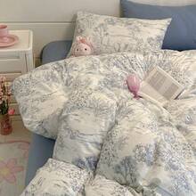 1 Set 3 Pieces Ditsy Floral Bedding, Vintage Ditsy Floral Cozy Botanical Shabby Chic Style Quick-Drying Textile Set, Breathable Machine Washable, Suitable For Spring/Summer Bedroom Decor (1 Duvet Cover + 2 Pillowcases), Pillow Case Patterns Randomly Cut - Washed Cotton Floral - View 25