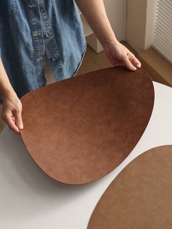 1/4pcs Vintage Leather Textured Coasters, Dining Table Protection Mat Set, Heat Insulation And Non-Slip