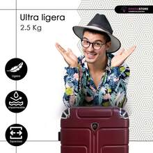 Kit Maletas Viaje Avión Carry on 2pz 10kilos Con Candado De Seguridad Ruedas 360 Set 20+20 Pulgadas Cabina - Vino - Ver 4