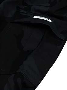 Men's Casual Camouflage Cargo Pants, 100% Polyester Non-Stretch Woven Fabric, Regular Fit With Drawstring Waist And Flap Pocket, Outdoor Cargo Pants - Black - View 5