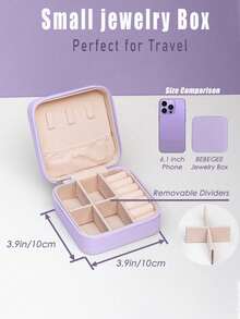 1 件便携式旅行珠宝盒、PU 防水珠宝收纳盒、多隔层化妆包、戒指盒、带可拆卸珠宝展示托盘的夏季假日盒、多功能桌面收纳盒，可容纳戒指、吊坠、耳环、项链，是送给母亲和女孩的理想礼物，旅行配件、珠宝、家居装饰