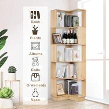 5 Tier Corner Standing Shelf Corner Bookshelf Unit Free Standing Bookcase Floor Standing Corner Shelf Book Storage Display Rack For Living Room Bedroom Office - as pic - View 5