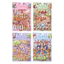 4pcs Rainbow Fortress 3D Stickers Creative Miniature Scene Layout Sticker Set