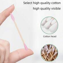 200 piezas/Caja Hisopos de algodón con puntas de papel de colores en ambos extremos, desechables para maquillaje, limpieza de oídos, manicura