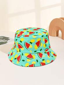 1pc Women Watermelon Printed Reversible Bucket Hat, Sun Protection Casual Versatile Summer Hat For Outdoor Use - Multicolor - View 8