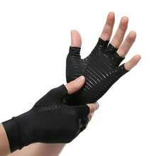 2 Pairs Copper-Infused Fingerless Gloves For Hand Comfort & Warmth - Breathable Support - Black - View 5