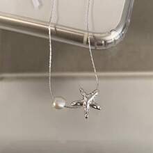 女士海星和珍珠项链，独特设计精致颈链，百搭时尚的项圈饰品 - 彩色 - 查看 5