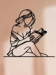 1 件独特的金属墙壁艺术雕塑 - 阅读女孩剪影 - 原创壁挂艺术作品，适合家庭、办公室和客厅装饰 - 送给书籍爱好者和艺术爱好者的理想礼物 - 易于安装