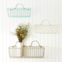 Asst Antique White Wire Wall Basket Set/2