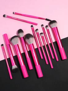 MAANGE 13pcs Professional Soft Aluminum Tube Makeup Brush Set,Soft Foundation Brush, Eyeshadow Brush, Eyebrow Brush, Blending Brush,Highlight Brush,Concealer Brush,Makeup Brush For Powder Liquid Cream,For Daily Use And Travel,Makeup Accessories Gifts For Friends ﻿ ﻿ ﻿ - 玫紅色 - 查看 10