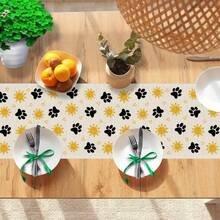 Summer Table Runner With Runner, Sun, Dog And Heart Pattern, Home Kitchen Decorative Table Decor For Summer - Yellow - View 3