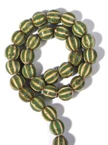 1 pieza Abalorios de calabaza de cerámica con rayas vintage, adecuados para hacer pulseras, collares, encantos de teléfono, joyería hecha a mano DIY, para primavera/verano