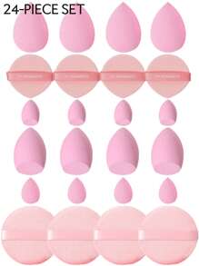 30pcs Multi-Purpose Makeup Sponge Set, Blending Foundation Beauty Sponge, Includes: 10pcs Liquid Makeup Sponges + 10pcs Mini Liquid Makeup Sponges + 5pcs Air Cushion Puffs For Face Makeup + 5pcs Round Puffs For Face Concealer