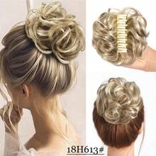 凌乱爪夹发髻合成卷发髻耐热波浪发髻，带蓬松自然发夹接发黑棕色金发髻，适合女性时尚卷发，适合日常佩戴假发 - 彩色 - 查看 11