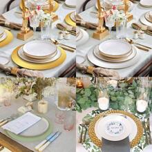 6pcs/Set Gold Table Runner (28 * 275cm) + 36pcs/Set Table Placemats (33cm), Table Runner And Placemat Set, Suitable For Party Decorations