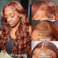 26 Inch Reddish Brown Body Wave 13x6 Glueless Lace Front Wigs Human Hair Light Chocolate Brown Hair Wigs 180% Density Auburn Copper Reddish Brown Wigs For Women - Reddish Brown - View 3