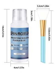 2 pièces/set Scellant pour peinture de diamant fait main 120ml, colle pour peinture de diamant DIY, comprenant un pinceau, convient pour les arts et artisanat de peinture de diamant DIY pour adultes, accessoires adhésifs et outils