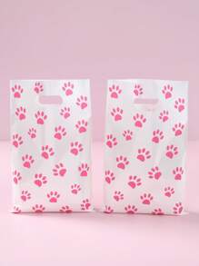10/25/50 pièces Sacs cadeaux avec empreintes de pattes de chien roses, sacs d'emballage thème de révélation de genre avec empreintes de pattes, cadeaux pour anniversaires, mariages, baby showers, fêtes de révélation de genre, fournitures pour boutiques, sacs à provisions