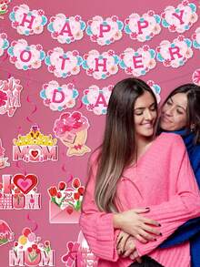 1 Stück Muttertags Dekorations-Set beinhaltet Banner, spiralförmiger Hängeschmuck, Hängende Karte, geeignet für Hochzeit, Muttertag, Geburtstag, Vatertag, Valentinstag, Babyparty, Graduation, Einweihungsparty, Festivalfeier