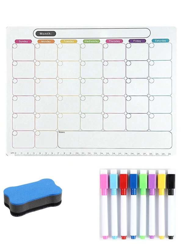 10 pièces Calendrier magnétique effaçable à sec pour réfrigérateur, accessoires de réfrigérateur, autocollant de réfrigérateur, tableau mémo, planificateur mensuel, emploi du temps hebdomadaire, agenda quotidien, calendrier, liste de tâches, choix variés (28 cm x 21 cm)