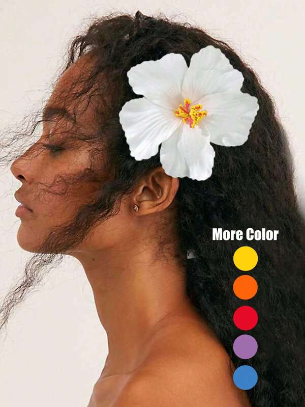 1 peça de grampo de cabelo floral de cor sólida, acessório de praia, grampo de cabelo de flor elegante para mulheres decorarem franjas laterais e rabos de cavalo, adequado para férias e ambientes fotográficos, grampos de cabelo, presilhas de cabelo