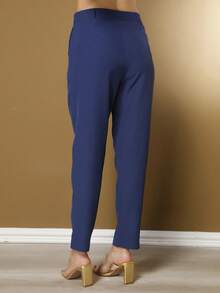 Tailored Set Elegant Set Set Of Palazzo Pants And Blouse - 藏蓝色 - 查看 6