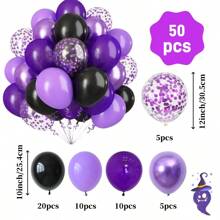 30pcs/50pcs Purple & Black Balloons, Unique Purple Color, Suitable For Celebrations: Weddings, Birthdays, Anniversaries, New Year, Graduation, And Other Holidays Decoration & Gifts (Unblown Balloons Appear Black)