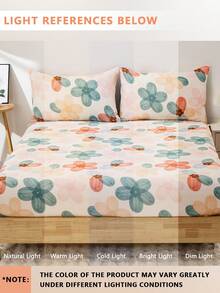 Bộ chăn ga gối đệm 3 món họa tiết hoa tươi, thích hợp cho phòng ngủ, phòng khách, ký túc xá (ký túc xá nam/nữ), bộ sản phẩm bao gồm: 1 ga trải giường + 2 vỏ gối (không có ruột) - Nhiều màu - Xem 8