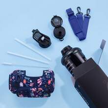 UKEIN Half Gallon Water Bottle With Storage Sleeve, 74oz Large Water Bottle With 2 Lids(Straw Lid And Chug Lid), Big Sports Water Jug For Gym With Strap, Drink Container With Handle - 深藍 - 查看 4