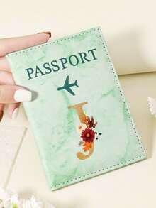 1pc A-Z 26 Letters Fashionable Letter Print Stylish Burgundy Passport Cover, Premium PU Leather Passport Wallet With Multi-Card Pockets For Credit Cards, Boarding Passes, And IDs, Compact And Portable Travel Essentials Organizer For Women, Men Graduation - Pink - View 78