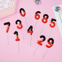 1pc Cute 0-9 Number Cake Candles, Available In Black, Red, White, Suitable For Birthday, Anniversary, Gender Reveal Party, Singles Party, Graduation Ceremony And Other Occasions Cake Decoration - Princess Theme, Multi-Purpose Celebration Candles, No Electricity Required, Birthday Candles, Birthday Decor, Happy Birthday, Room Decor - Black & Red & White - View 9