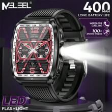 KELEEL Smartwatch para mujeres y hombres con linterna LED, 5,3 - 50M resistente al agua, llamada/respuesta inalámbrica, monitor de frecuencia cardíaca/sueño, modos deportivos múltiples, notificaciones de llamadas y mensajes SMS